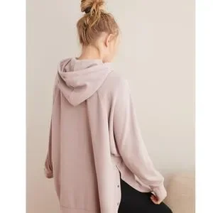 Aerie Side Snap City Hoodie Sweatshirt pink
